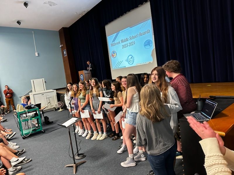 The Millbrook Middle School Awards ceremony was held last week! The event recognized students' achievements not only in overall academics, but also in specific subjects as well as displaying positive attitude, effort and strength of character. 👏 💯 #MCSDConnectedness #goblazers