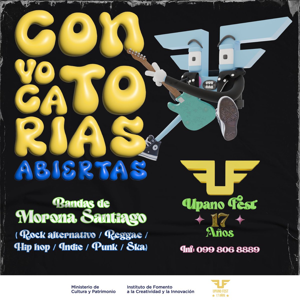 #ATENTOS
CONVOCATORIA UPANO FEST 17 AÑOS PARA GRUPOS MUSICALES DE MORONA SANTIAGO.
<a href="/Artes_Ec/">ARTES Y CREATIVIDAD</a> <a href="/Creatividad_Ec/">IFAIC</a>