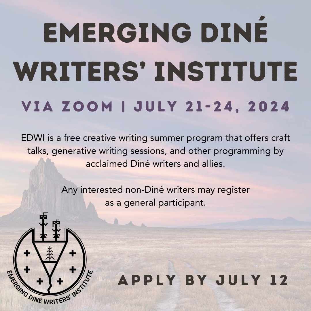 Work with acclaimed Diné writers and non-Diné visiting writers in various genres of creative writing in a supportive and close-knit community!

Diné writers can apply here: ow.ly/Spwa50ShvUr

Non-Diné: ow.ly/uGNh50ShvUq