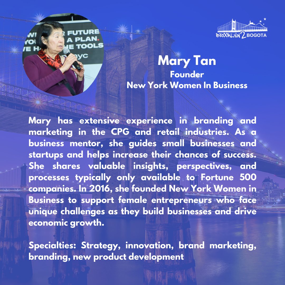 Gracias a cada speaker de nuestro evento. 

@Mary Tan gracias por contarnos el impacto que tiene la tarea que lleva a cabo @New York Women In Business y la importancia de adoptar las nuevas tecnologías para crecer los pequeños negocios.

brooklyn2bogota.com/brooklyn2bogot…