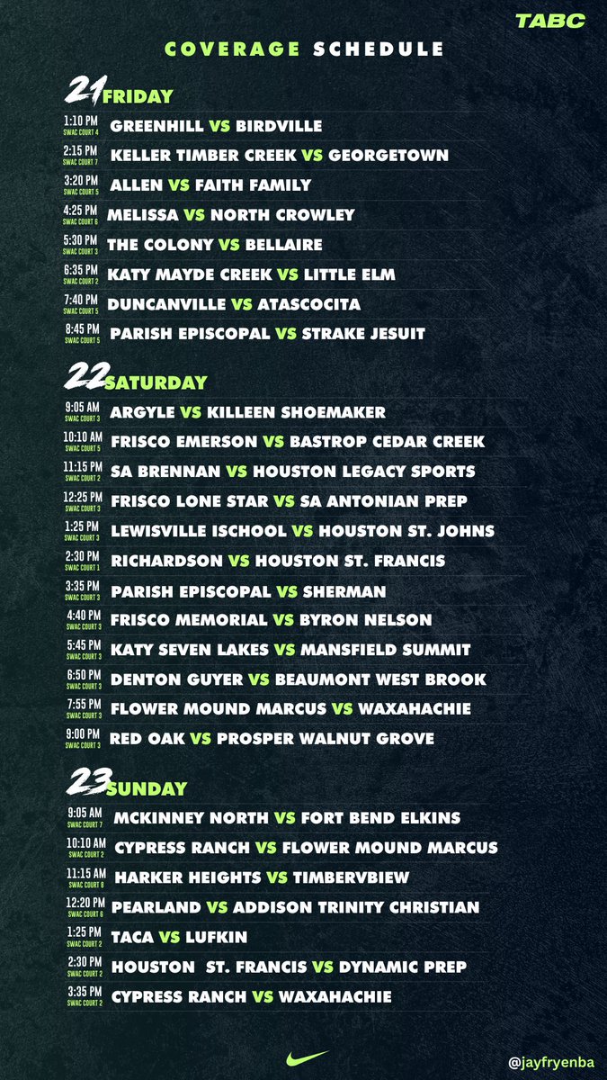 Here is my schedule for TABC. 

👇👇👇 LET’S GO 👇👇👇