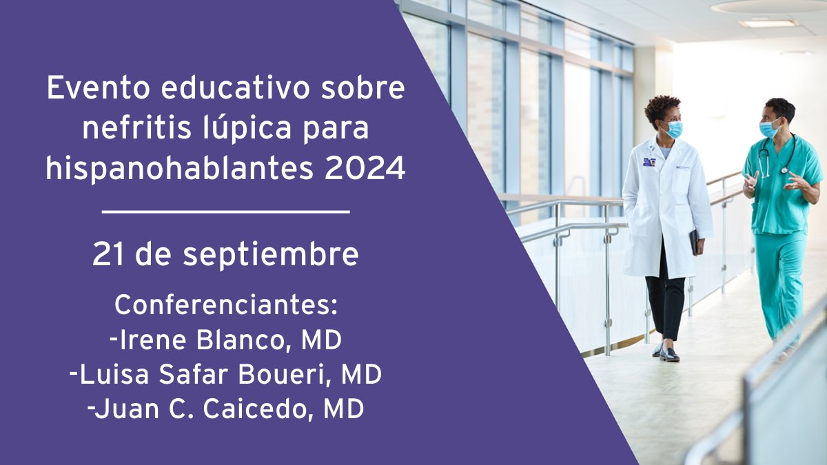 NM Rheumatology (@nm_rheumatology) on Twitter photo Únase a <a href="/NorthwesternMed/">Northwestern Medicine</a>, <a href="/LupusIL/">Lupus Society of IL</a> y <a href="/NKFIllinois/">NKF of Illinois</a> para el evento de aprendizaje Lupus Nefritis 2024 para hispanohablantes el 21 de Septiembre. Este evento contará con Irene Blanco, MD (@IreneBlancoMD), Luisa Safar Boueri, MD, y Juan C. Caicedo, MD. Para obtener más información, Únase a <a href="/NorthwesternMed/">Northwestern Medicine</a>, <a href="/LupusIL/">Lupus Society of IL</a> y <a href="/NKFIllinois/">NKF of Illinois</a> para el evento de aprendizaje Lupus Nefritis 2024 para hispanohablantes el 21 de Septiembre. Este evento contará con Irene Blanco, MD (@IreneBlancoMD), Luisa Safar Boueri, MD, y Juan C. Caicedo, MD. Para obtener más información,