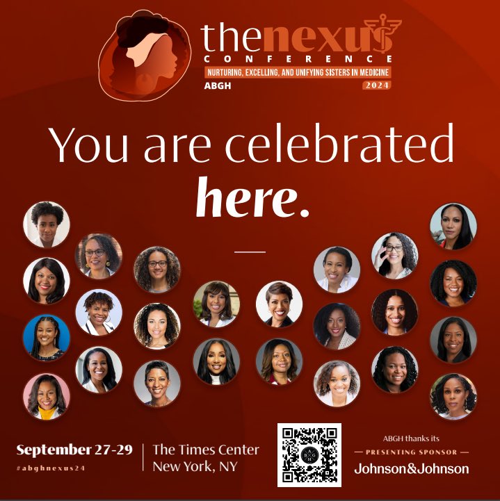 #Blackwomeninmedicine: You are celebrated here. Join ABGH for The NEXUS Conference 2024 from September 27-29 in NYC! Don't miss the early bird deadline (June 21st). Use my promo code NEXUSGUILLAUME to increase your savings! bit.ly/ABGHNEXUS24reg…