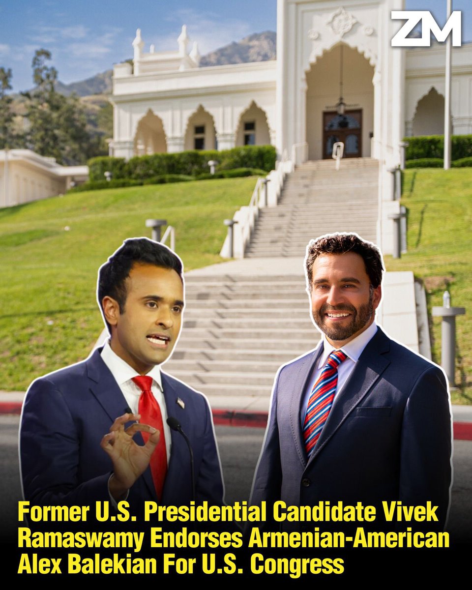 ZartonkMedia's tweet photo. Former U.S. Presidential Candidate @VivekGRamaswamy Endorses Armenian-American @AlexBalekian For U.S. Congress
➖➖➖
Glendale native Dr. Alex Balekian, an unexpected Republican contender in California's 30th Congressional District race, has received a significant endorsement from presidential candidate and entrepreneur Vivek Ramaswamy on June 14, 2024, reports Zartonk Media.

“I am proud to stand shoulder-to-shoulder with Vivek Ramaswamy in underscoring our uniting principles. Constitutional liberties, building the American dream, putting home and family first,” said Dr. Balekian.

This endorsement marks a pivotal moment in Dr. Balekian's bid to succeed Adam Schiff, who has represented the district for 22 years.

A practicing ICU physician and son of immigrants, Dr. Balekian challenges political norms with a platform focused on pragmatic solutions and inclusive governance. His candidacy has resonated in the traditionally blue district, offering a fresh perspective that transcends party lines.

Dr. Balekian's campaign critiques current progressive policies, arguing they inadequately address public safety, economic stability, and quality of life. He highlights issues such as high taxes and regulatory burdens, appealing to voters disillusioned with the status quo across party lines.

Furthermore, Alex advocates for "Ideas over identity politics," advocating universal principles that benefit all constituents, fostering unity and practical solutions over divisive rhetoric often prevalent in district discourse. His platform, "Fiscally responsible, socially sane," stresses efficient government spending, lower taxes, and preserving common-sense social values.

With the November election looming and the end of Adam Schiff's long tenure approaching, Alex Balekian is steadfast in his determination to prevent Laura Friedman from extending her tenure in the 30th District for another two decades. Ramaswamy's endorsement injects significant weight into Balekian's campaign.

This article by Zartonk Media is not an endorsement for Alex Balekian’s candidacy for Congress.

Read the full article on https://t.co/jZctVUWohO