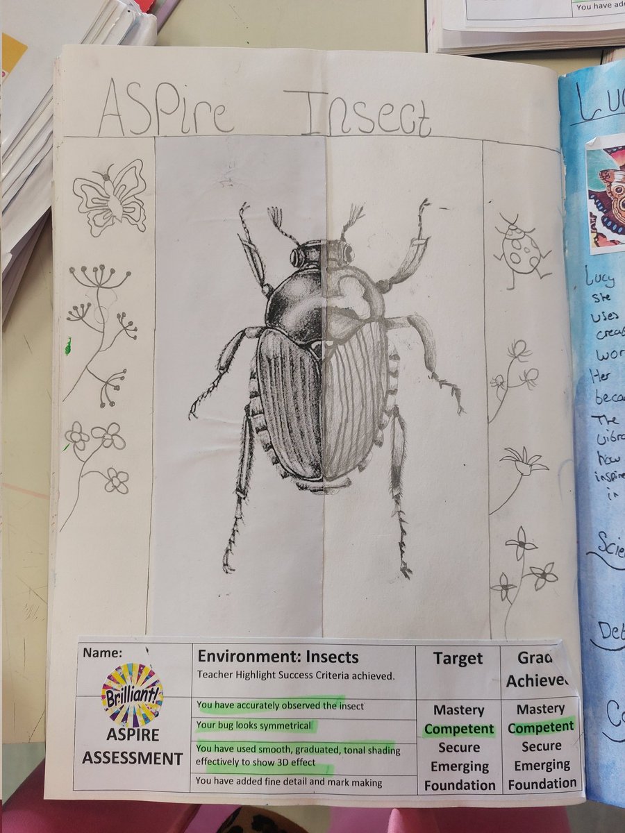 MissSwiderska's tweet photo. Very proud of Year 8 and their aspire assessments 🐜🪲practicing their symmetry and showing their skills in observational drawing and tonal shading for their insect project #Assessment #KS3 #ArtTeacher #Drawing #TonalShading #Observation #Proud https://t.co/Vvbbsbri13