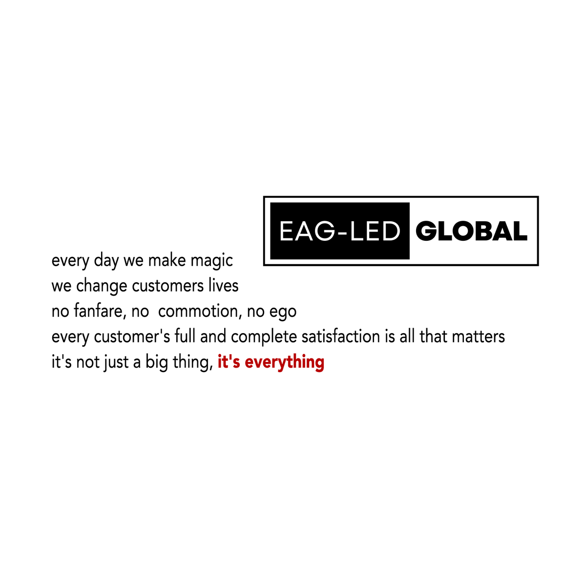 EAG_LED's tweet image. WHEN YOU ORDER LED LIGHTS, your satisfaction is all that matters. Guaranteed five star customer support. We want to be your LED solution. EAG-LED Global The world's largest and most popular, woman owned LED manufacturer. eag-led.com/perfect