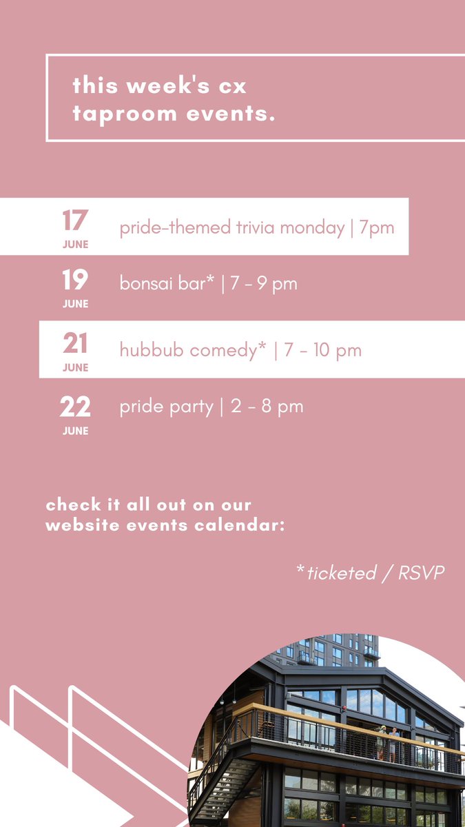 Big event week at both taprooms! The Pride Patio Party is this Saturday, June 22nd at Lamplighter CX from 2pm - 8pm. Plus, pop-ups, comedy, and drag shows! lamplighterbrewing.com/events-at-lamp…