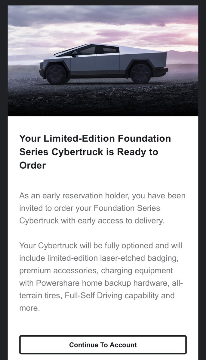 RajSiddharthb's tweet image. OMG I just got an invite to order ⁦@cybertruck⁩ ⁦@Tesla⁩. What should I do ?