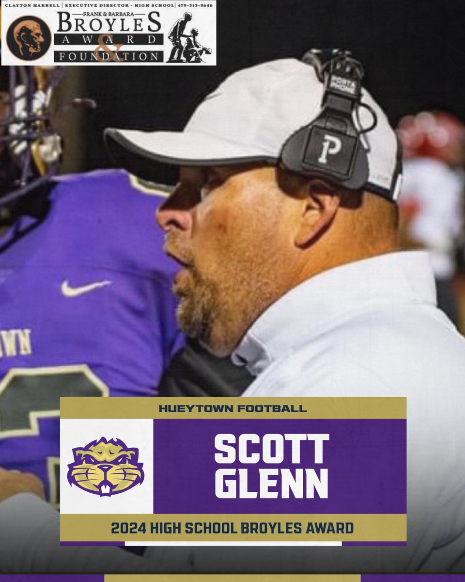 🚨Congratulations to our very own Scott Glenn on winning the 2024 High School <a href="/BroylesAward/">The Broyles Award</a>🚨 

The award was named after Frank Broyles in 1996, who was known for developing assistant coaches. It honors the top high school assistant coach in every participating state. 

#TheTown