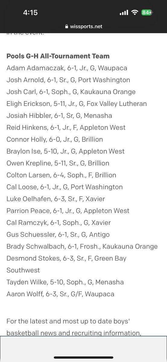 Cal Loose ‘26 (@cal_loose) on Twitter photo Thank you <a href="/WisBBYearbook/">Mark Miller</a> for naming me the pool G-H, Most Valuable Player, and making the All Tournament Team!
4-1 record and Pool G-H tournament champs! <a href="/PWBoysBBall/">Port BBall</a>
Menasha: 21 Points
Xavier: 18 Points
Brillion: 15 Points
Waupaca: 14 Points
<a href="/NorthCba/">Chapman-North Basketball Academy</a> Thank you <a href="/WisBBYearbook/">Mark Miller</a> for naming me the pool G-H, Most Valuable Player, and making the All Tournament Team!
4-1 record and Pool G-H tournament champs! <a href="/PWBoysBBall/">Port BBall</a>
Menasha: 21 Points
Xavier: 18 Points
Brillion: 15 Points
Waupaca: 14 Points
<a href="/NorthCba/">Chapman-North Basketball Academy</a>