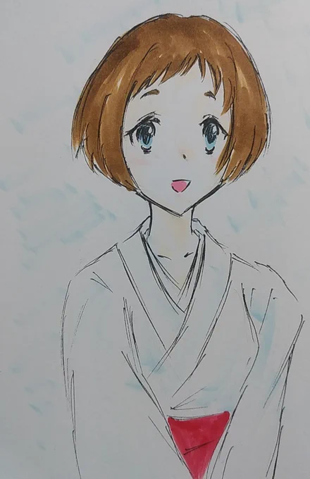 #1日1ユーフォ6-14寝起きらくがき針谷佳穂。昨日ちゃんとお祝いし損ねた・・・ 