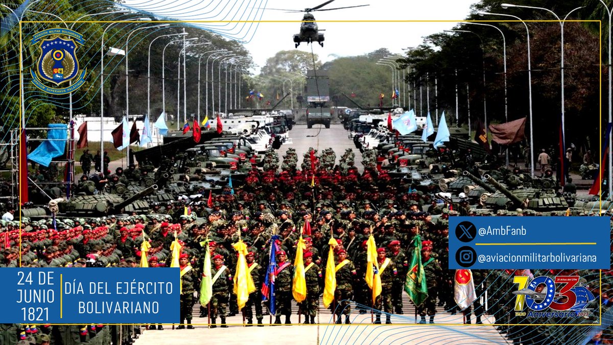 AMB_FANB's tweet image. 🗓 #Efeméride| ¡Gloria al Ejército Bolivariano!
En este día rendimos homenaje a los valientes soldados que ofrendaron sus vidas por la libertad, y reconocemos la labor del Ejército Bolivariano en la defensa de la soberanía nacional y la construcción de la Patria Grande.