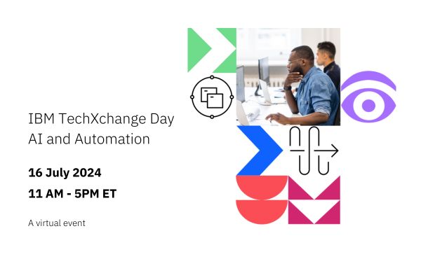 bemyapp's tweet image. 🗓️ IBM TechXchange Day: AI and Automation is only 1 month away! Join us on July 16th and learn about the latest AI solutions from industry experts. Register now: bit.ly/3WYr8nj #ibmtechxchange #AIandAutomation #virtualtechconference