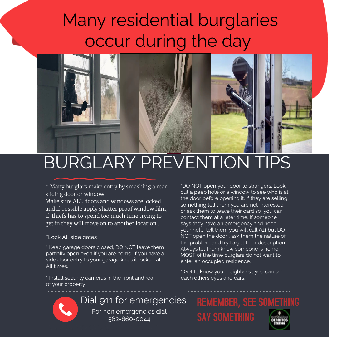 *** RESIDENTIAL BURGLARY PREVENTION TIPS***