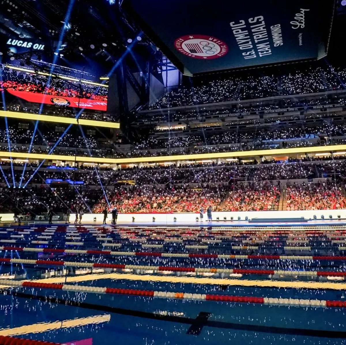 FOS's tweet photo. The USA Swimming Olympic trials have turned Lucas Oil Stadium into a record-setting swim venue.

More than 200,000 fans are expected to travel to Indianapolis to watch the country’s best swimmers vie for their spot on Team USA.

More ⬇️