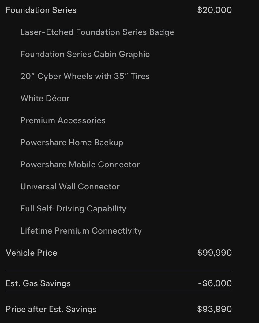RajSiddharthb's tweet image. Here is what is included as part of the Foundational Series of @cybertruck $TSLA. FSD is included and lifetime premium connectivity is cool!