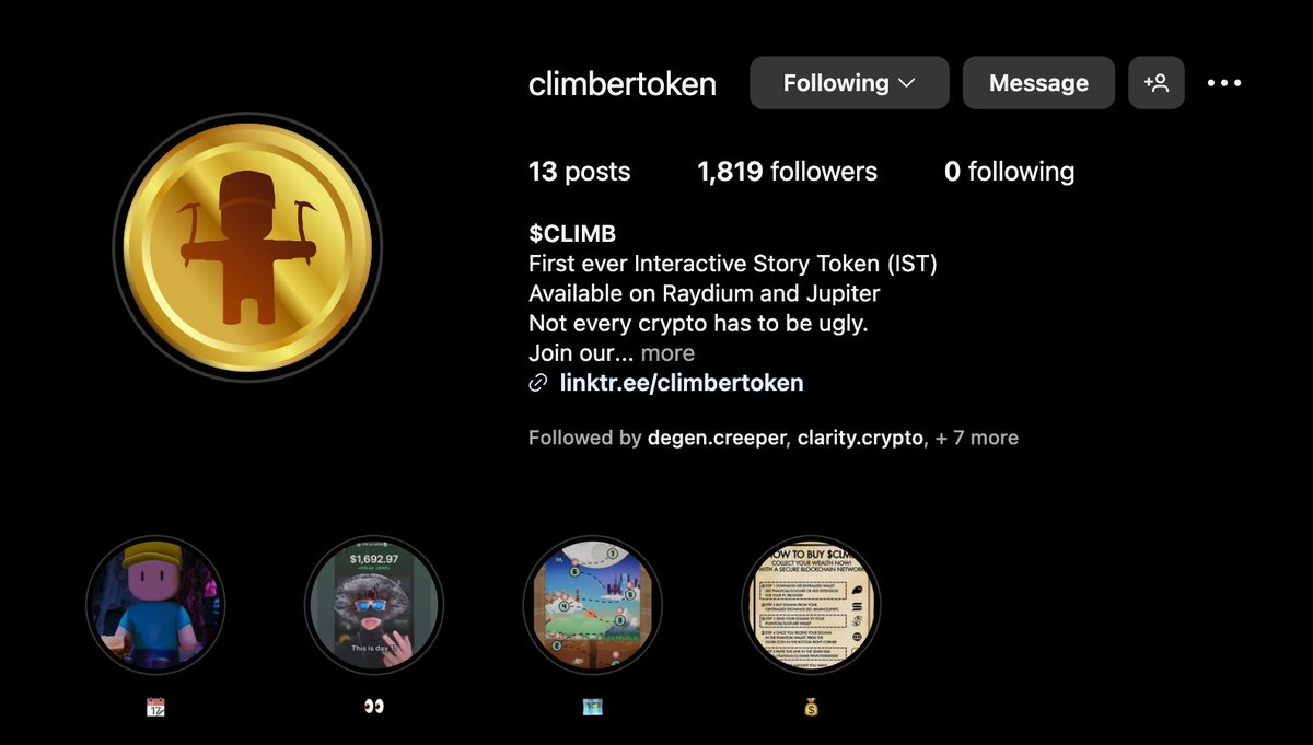 CryptoZin's tweet image. $CLIMB  is taking over instagram Reels with there insane animations and story telling

Just look at what $PONKE did with there Reels

and only a 1M MC....