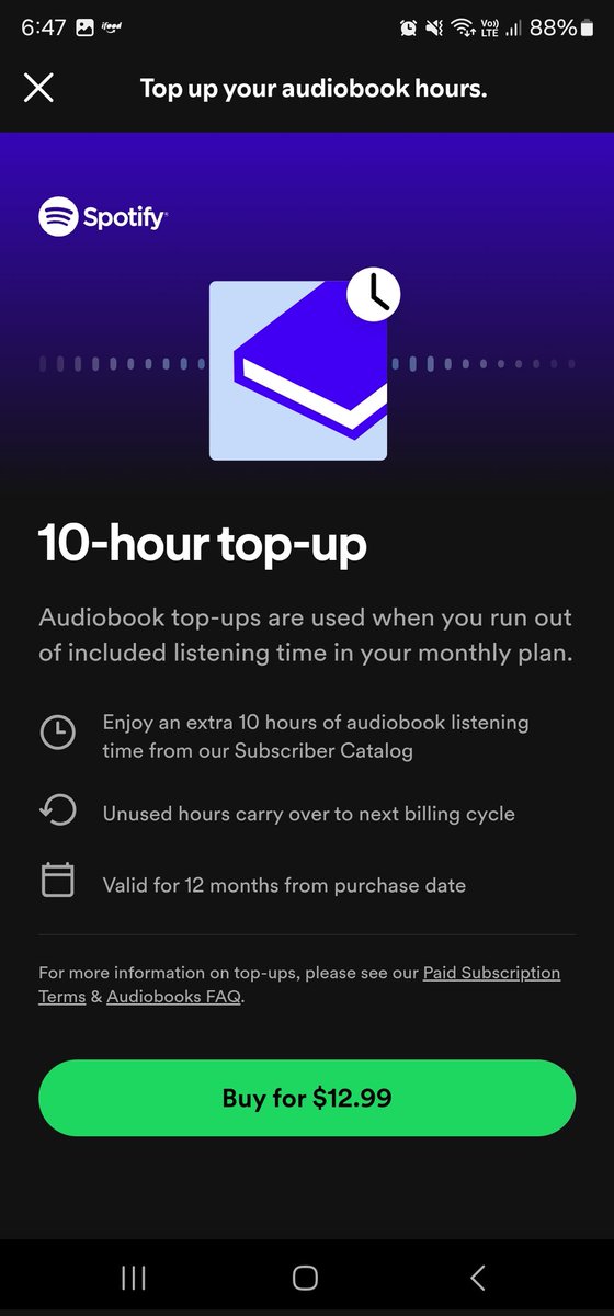 theecozybee's tweet image. @SpotifyCares @spotify this is absolutely ridiculous 😒

I pay $10.99/month USD and ONLY get 15 hours of listening for audio books?

Another 10hours (not even enough to finish my book) is 12.99?!?! 🤬 I can't even listen to the same book twice?!?! 😫

Capitalism has got me f'd up