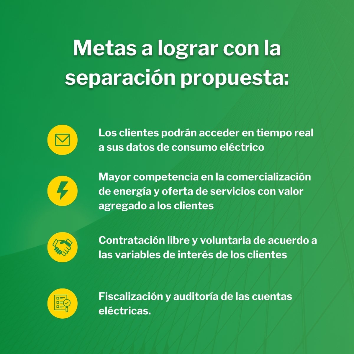 ✅#ACEN propone considerar en la futura y urgente reforma a la Ley Eléctrica en lo que respecta a distribución, la #separaciónestructural desde un inicio entre distribución y comercialización con el objeto de permitir una #competencia real en el mercado del suministro eléctrico⚡️