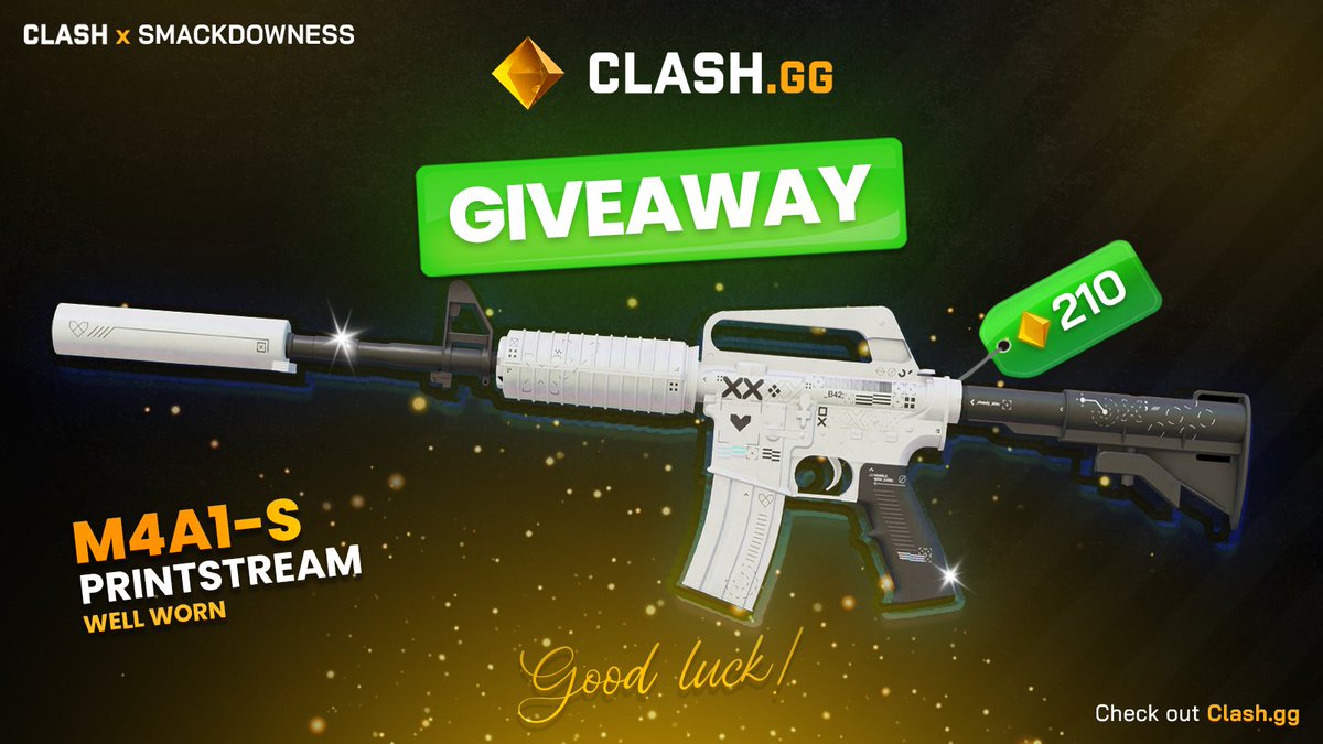 M4A1-S | Printstream WW  Giveaway! 210 🔶

Steps to join  👇👇👇
 ☑️Follow <a href="/clashdotgg/">ClashGG</a> &amp; <a href="/Smackdowness/">Smack</a> 
 ☑️Retweet
 
Tag 1 friend 👨‍🚀
Rolling in 7 Days ⏰