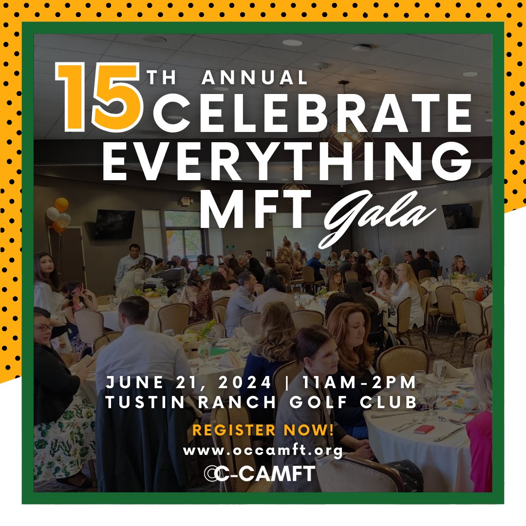 Join us Friday, June 21, from 11 a.m.-2 p.m. as we sponsor the 15th annual "Celebrate Everything MFT" gala hosted by the Orange County Chapter of the California Association of Marriage and Family Therapists. Register here: ow.ly/MiJI50Skq6A