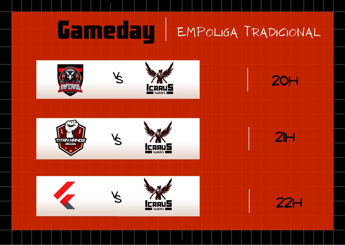 Últimos 3 jogos da copa trad em busca da liderança isolada do grupo como de costume!

#FlyIcarus