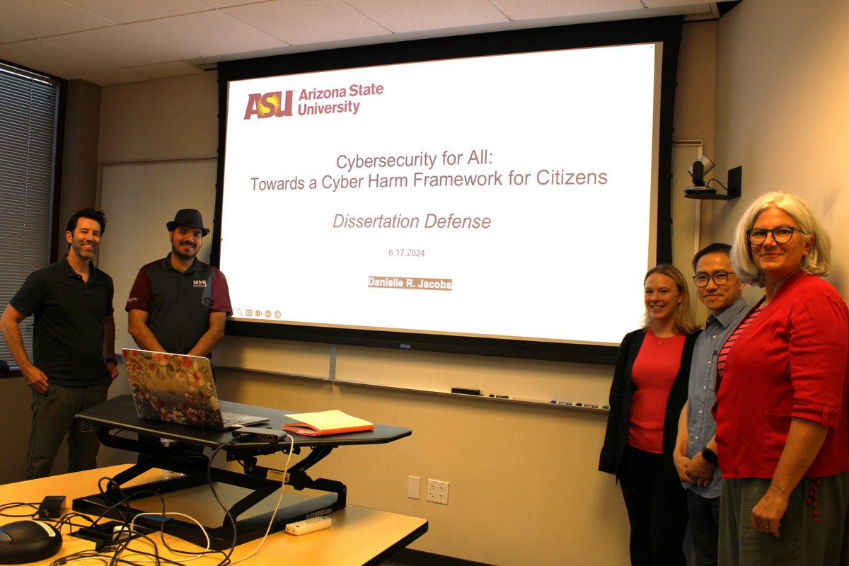 NRT ASU Smart Cities & Smart Living (@nrtasu) on Twitter photo #NSFNRT #trainee & <a href="/SCAI_ASU/">ASU School of Computing and Augmented Intelligence</a> student <a href="/Danijay16/">Danielle Jacobs</a> just successfully defended her #PhD #dissertation, “Cybersecurity for All: Towards a Cyber Harm Framework for Citizens.” #Congratulations, Dr. Danielle Jacobs! #ASU #NRT #NSFFunded #CitizenCentered #SmartCities #SmartLiving #NSFNRT #trainee & <a href="/SCAI_ASU/">ASU School of Computing and Augmented Intelligence</a> student <a href="/Danijay16/">Danielle Jacobs</a> just successfully defended her #PhD #dissertation, “Cybersecurity for All: Towards a Cyber Harm Framework for Citizens.” #Congratulations, Dr. Danielle Jacobs! #ASU #NRT #NSFFunded #CitizenCentered #SmartCities #SmartLiving