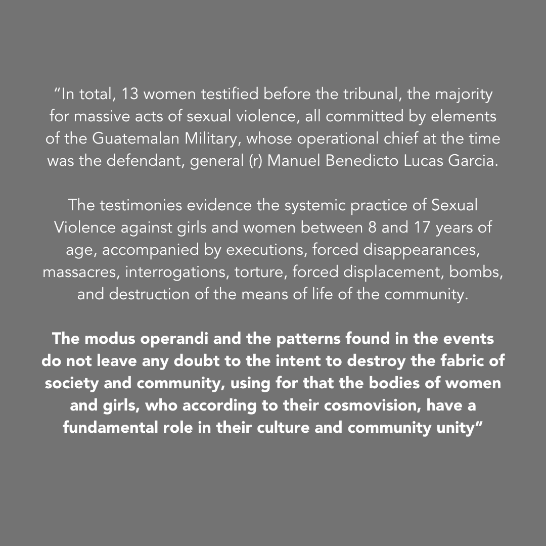 NISGUA_Guate's tweet photo. Ixil Genocide Case: Sexual violence as a tactic of war,
Survivor Testimonies.
https://t.co/YaED8mxWqu

"... the testimonies of the 13 female survivors of the events referring to Lucas Garcia were presented in the last week of April of this year... 🧵 https://t.co/CGpByNe6HJ