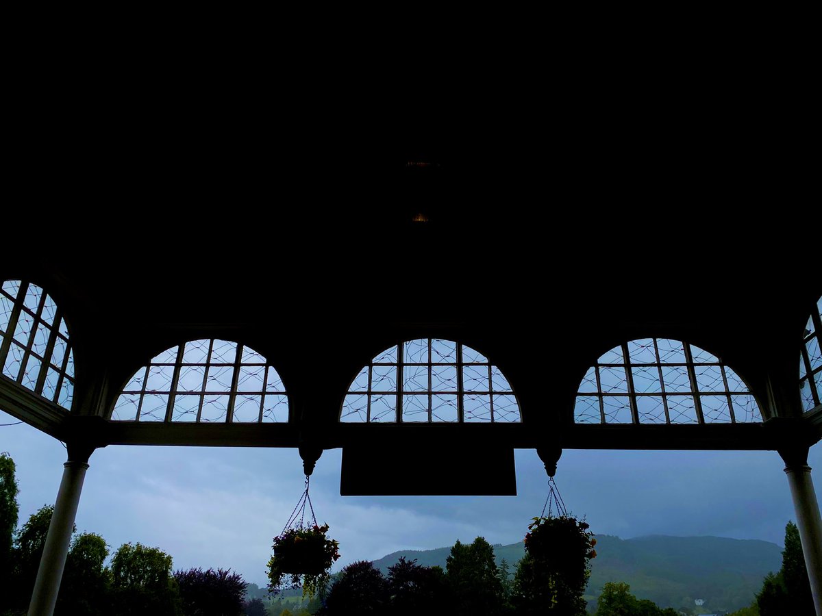 Sheltering from the rain in the porch <a href="/AthollPalace/">Atholl Palace Hotel</a> ‘A passing shower’ Said the lady cleaning the steps. She was right!