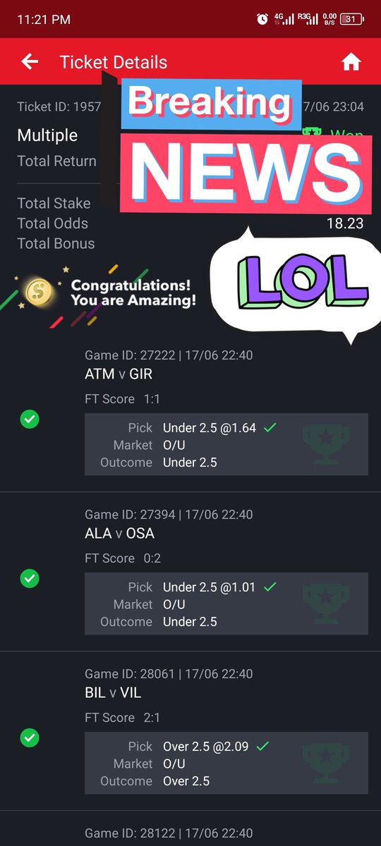 CentOddsTips's tweet image. 18+ odds Won! 
4+ odds Won! 

Congratulations👏🥳