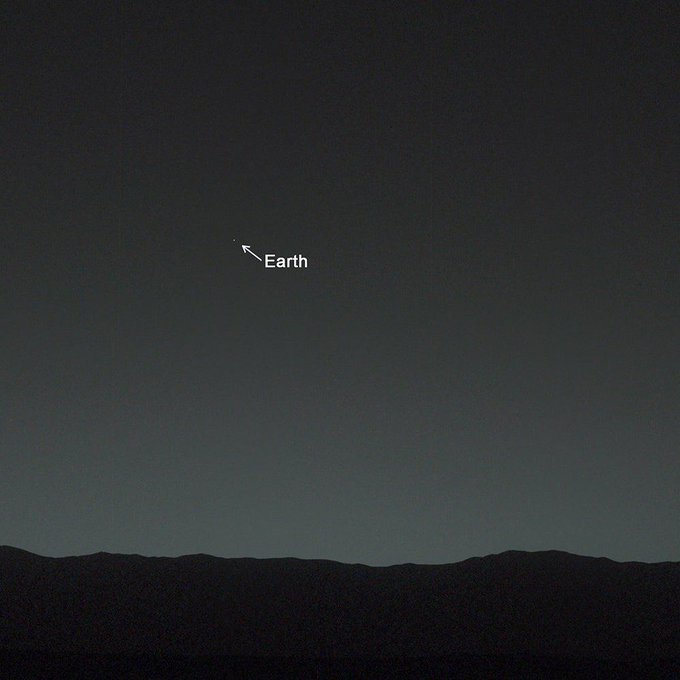 This amazing photo was actually taken from Mars. Yup, the planet Mars and that tiny star-like white dot there is our beloved Earth!
NASA