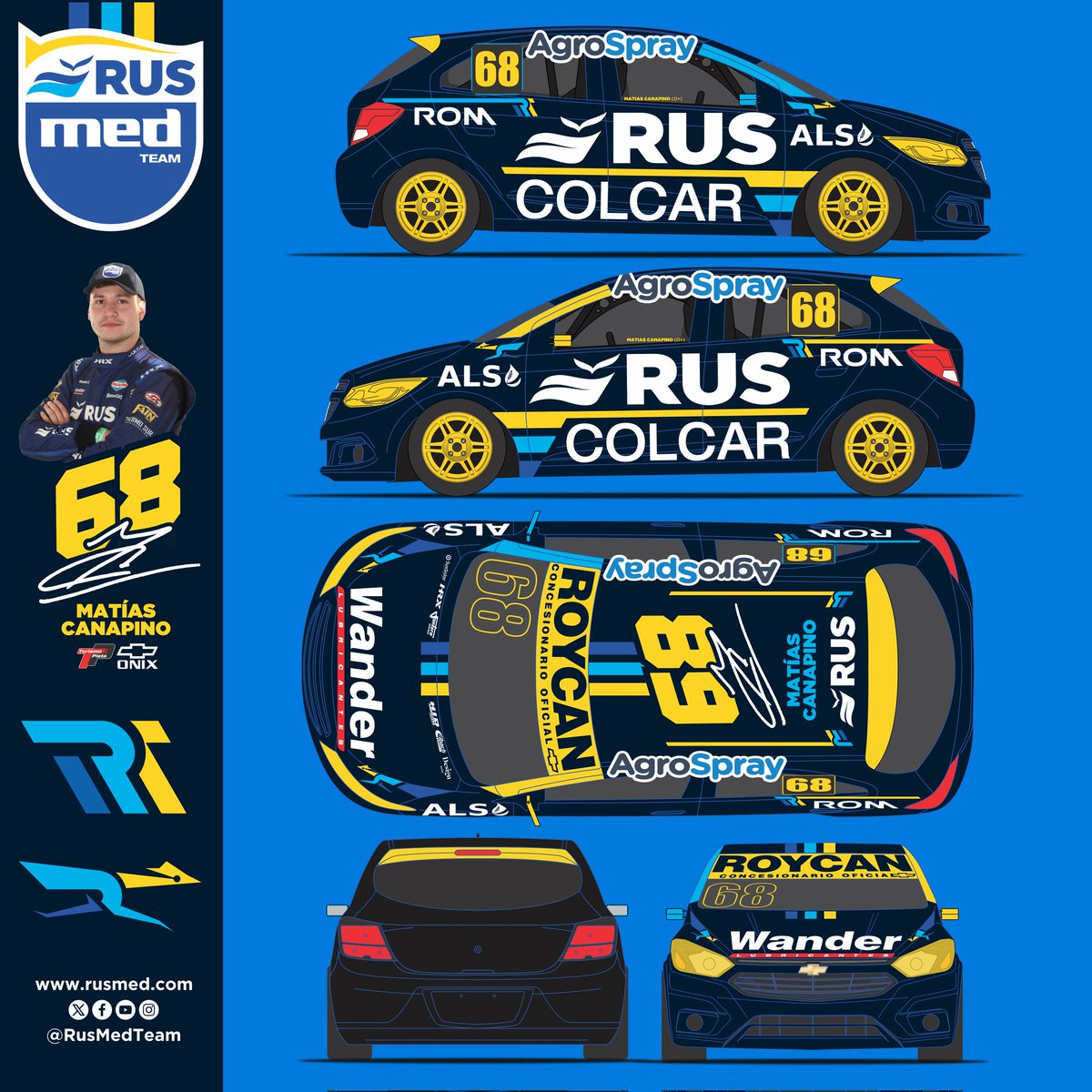 Turismo Pista (@turismopista) on Twitter photo 🆕 Con el #68 en sus laterales, así será el diseño del Chevrolet Onix con el que <a href="/matiascanapino/">Matias Canapino</a> y el <a href="/RusMedTeam/">Rus Med Team</a> harán su estreno en la Clase 3 del #TurismoPista. 🆕 Con el #68 en sus laterales, así será el diseño del Chevrolet Onix con el que <a href="/matiascanapino/">Matias Canapino</a> y el <a href="/RusMedTeam/">Rus Med Team</a> harán su estreno en la Clase 3 del #TurismoPista.