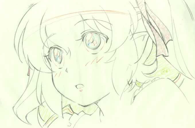 16話のはたてちゃんのシーンより(作監修と本編画面)「ホタテの日」が転じてはたてちゃんの日になったそうです#6月18日ははたての日 