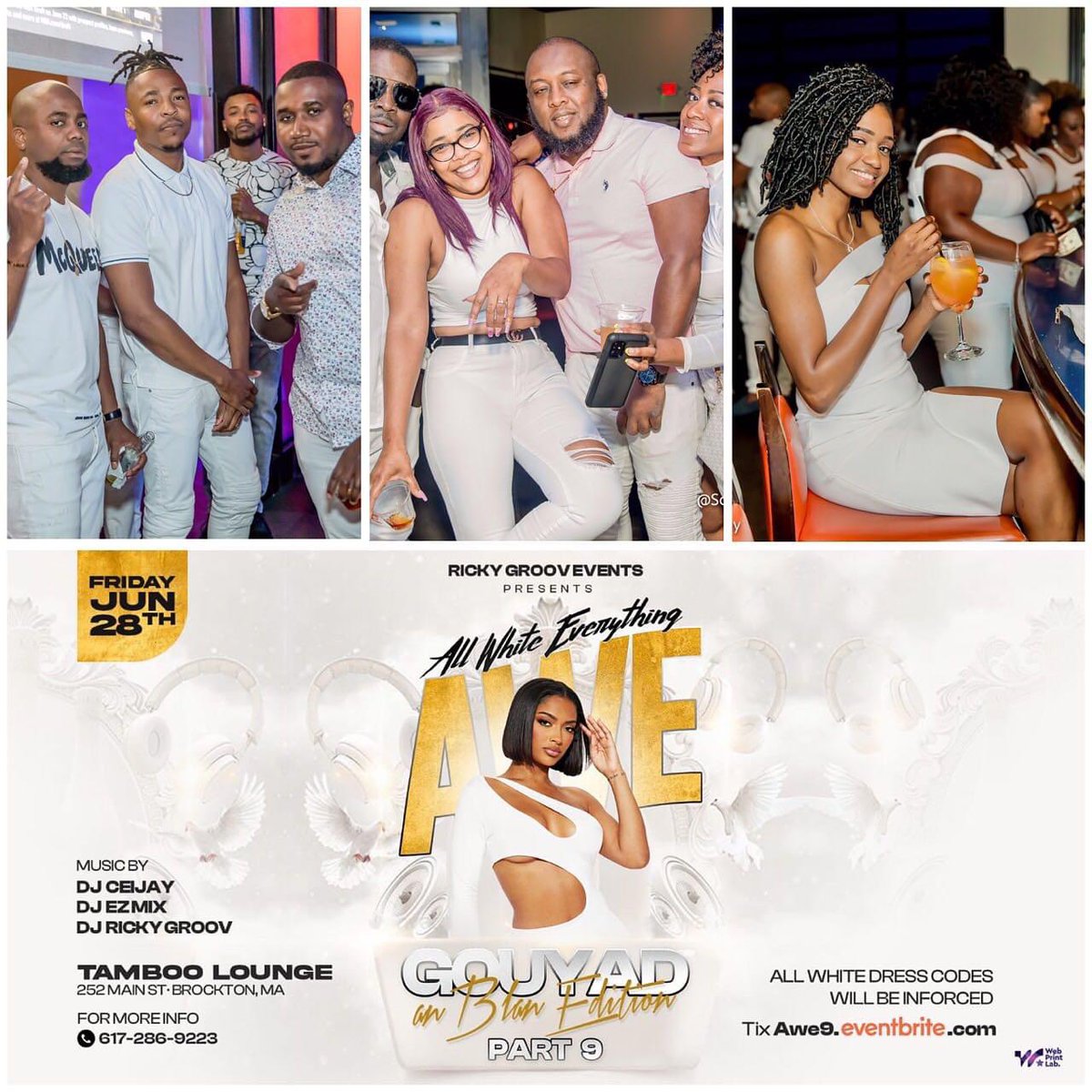 RickyGroov's tweet photo. Next week is AWE: All White Everything. Gouyad An Blan Edition 
Friday June 28 🗓️ | Tamboo Lounge 📍
https://t.co/TZmZJ80C5a https://t.co/hGaoVG8zxd