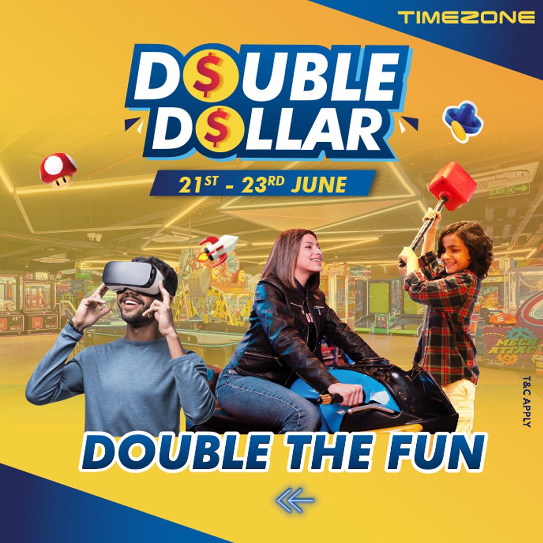 nasikcitycentre's tweet image. Unlock the ultimate gaming thrill with the Double Dollar offer! Play twice as much as you pay and double the fun. Avail the offer from 21st-23rd June at Timezone! 🎮💸 Don&apos;t miss out!

#Timezone #DoubleDollar #ArcadeFun #CCM #CityCentreMall #nashikkar #nashikcity