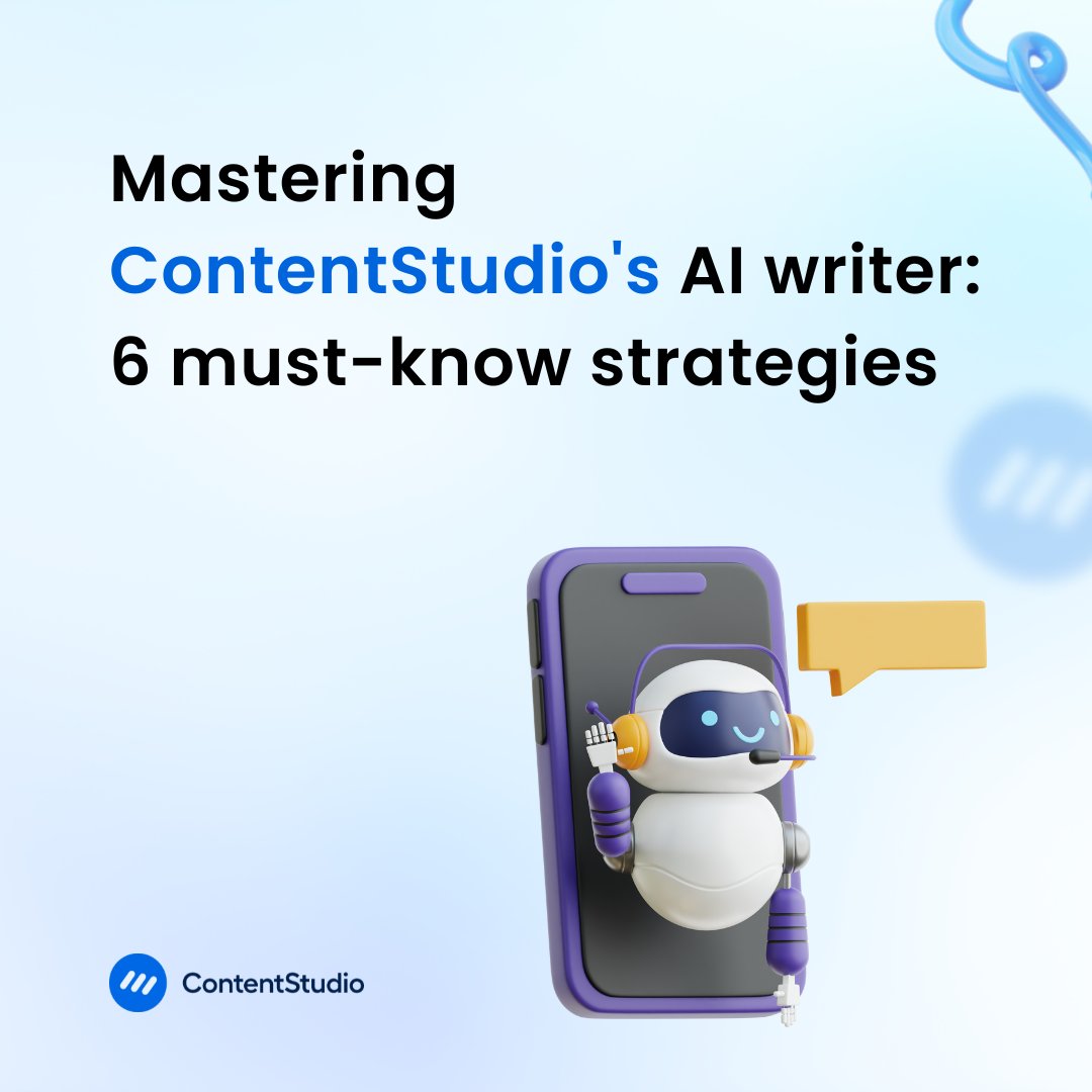 ContentStudioio's tweet image. Enhance your content creation with these 6 essential strategies for mastering ContentStudio&apos;s AI writer.

Boost your social media engagement and create compelling posts effortlessly. 🌟 

#ContentStudio #AIWriter #ContentCreation #SocialMediaTips