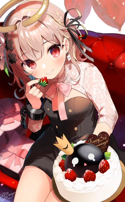 skeb納品させて頂きました～!くくりちゃんが本日活動3周年なので、お祝いイラストです!リクエストありがとうございました#とくさらーと #Skeb  