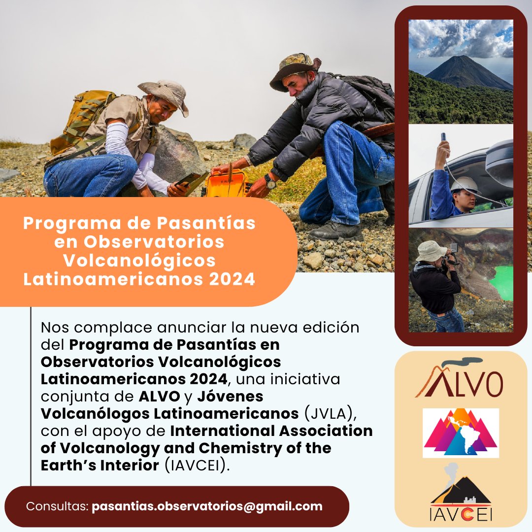 OficialAlvo's tweet photo. Hacemos apertura oficial de la nueva edición del Programa de Pasantías en Observatorios Volcanológicos Latinoamericanos #2024, una iniciativa conjunta de #ALVO y #JVLA, con el apoyo de #IAVCEI. https://t.co/gSwidfT20c