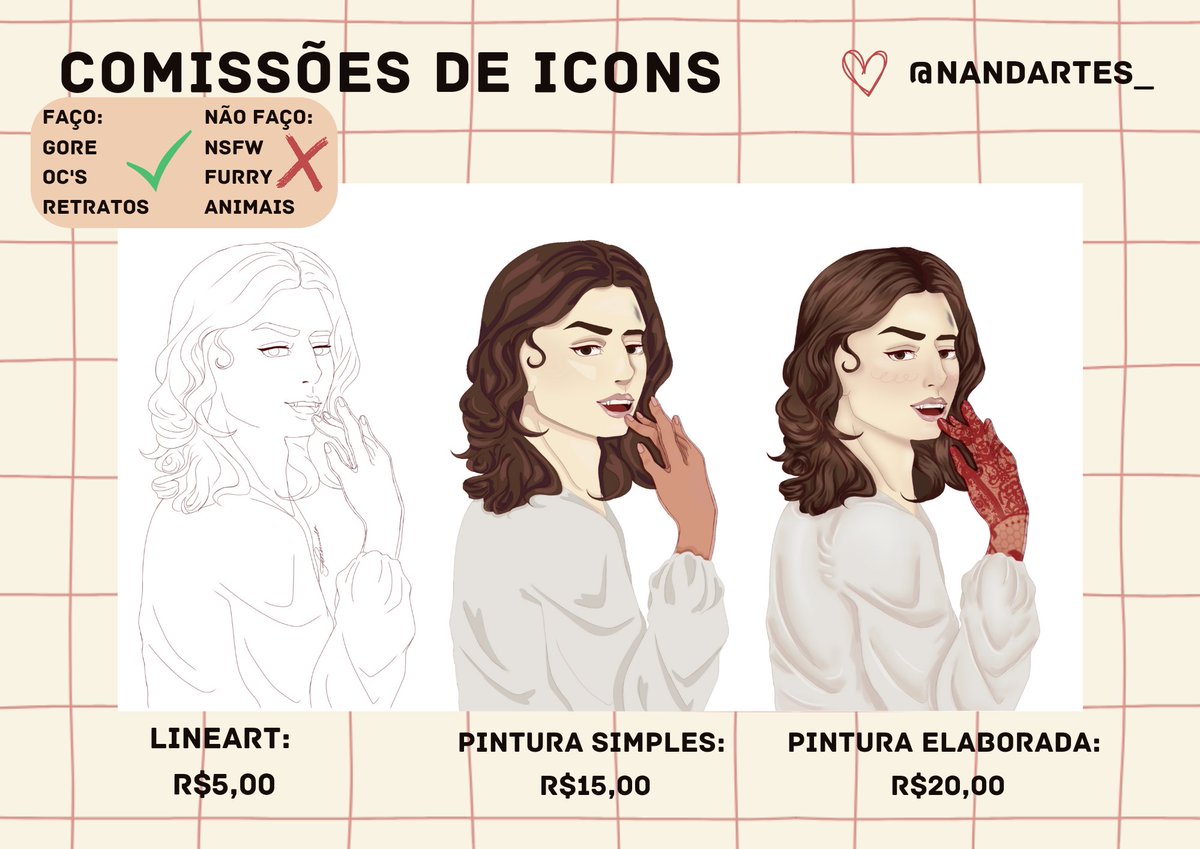 nandartes_'s tweet photo. COMISSÕES ABERTAS !! ✨️✨️ 

Abaixo vc pode encontrar os preços e os detalhes pra compra! Aproveitem que tá no precinho 👀

Qualquer dúvida só chamar na DM!!

Se puderem dar RT para mais pessoas terem acesso, ficarei agradecida!
Muito obrigada 💖
#comissions https://t.co/mi1arFuCXT