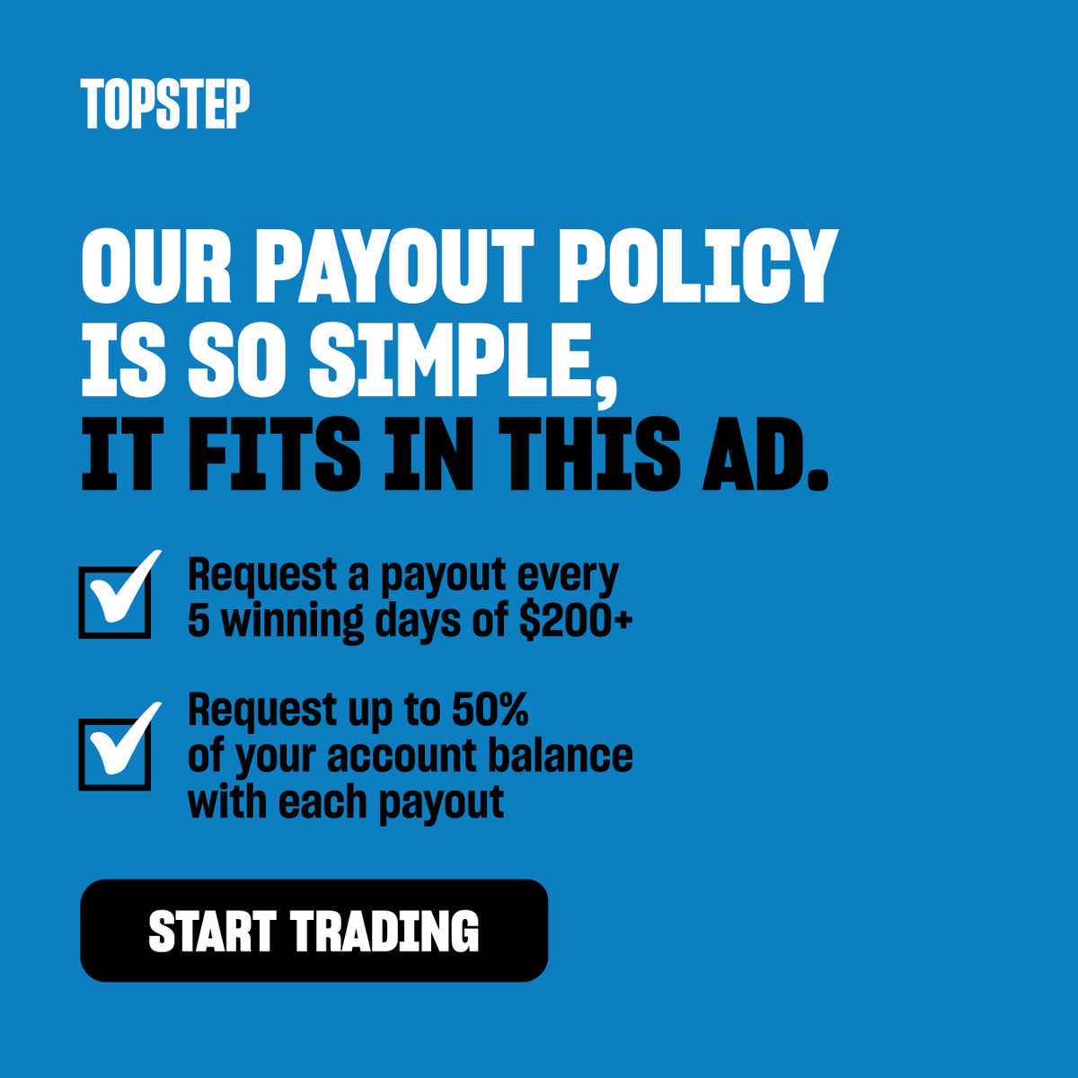 payout policies shouldn’t be complicated. 🤯  Topstep makes it simple for traders to request payouts. 💸  Trading is hard, receiving your payout shouldn’t be ✅ Trade with confidence at Topstep!