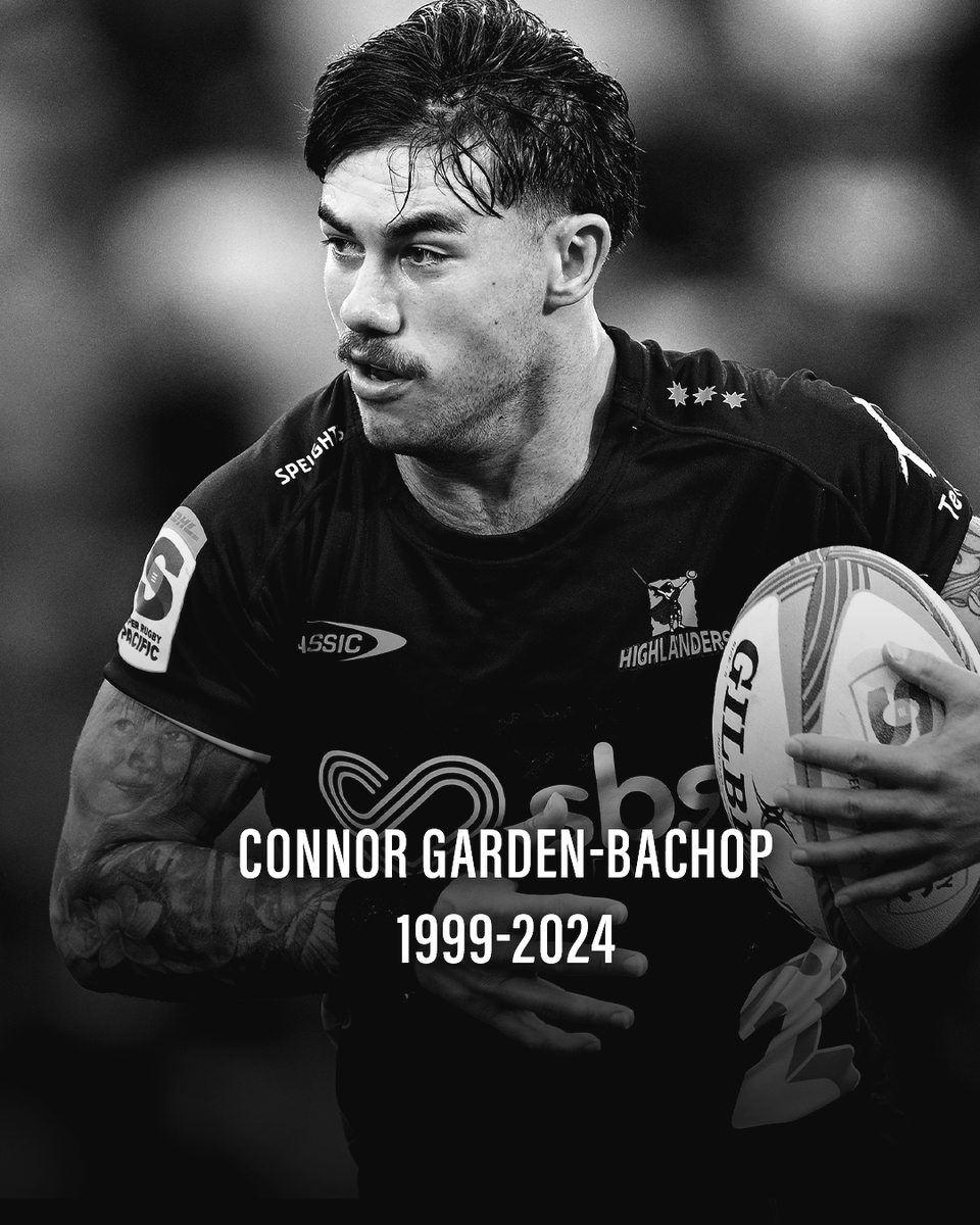 SuperRugby's tweet photo. Kei te tangi te ao Whutupōro kua hinga tētahi o ngā tama o te papa takaro.

The house of rugby laments the passing of one of its sons who graced the playing fields.

It is with great sadness that we acknowledge the passing of Connor Garden-Bachop yesterday. He will be remembered as dynamic young player and popular teammate amongst the Māori All Blacks, Highlanders and Wellington.

Our deepest condolences to Connor’s family, friends and teammates in this sad time. Arohanui

https://t.co/q6btg7r4Kx