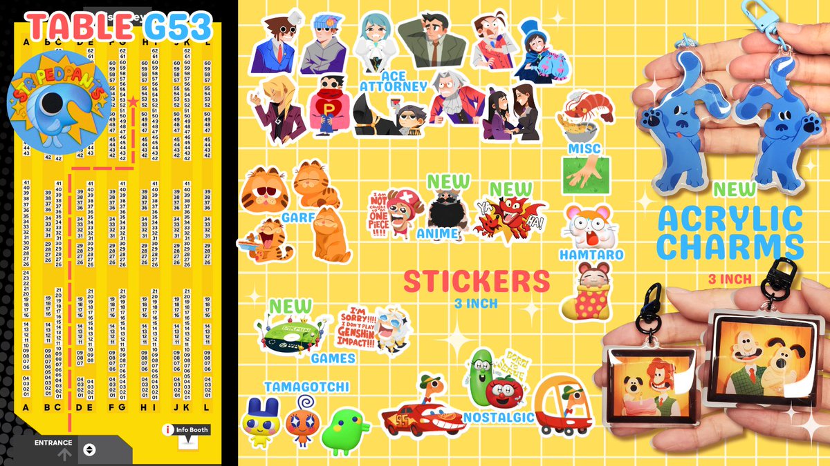 mrstripedpants's tweet photo. ANIME EXPO 2024 CATALOG!! I'll be right down the middle at G53 in the artist alley trenches✨✨
Bringing a handful of new items! And everything is while supplies last!! https://t.co/zbk9IH1jH7