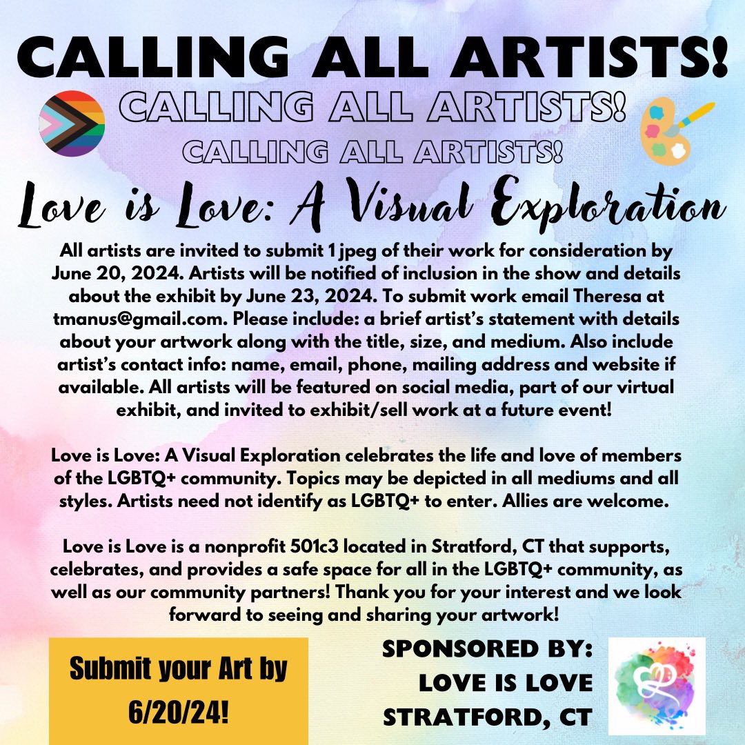 tmanuspiccolo's tweet photo. There’s still time to enter your artwork to be shared with all! Calling all LGBTQ+ artists and Allies!!! Enter your work by 6/20 for our virtual show! Details below! #LGBTQCommunity #lgbtq #LGBTl #queer #art #artistoftwitter #arts #ArtisticExpression #allies #artlover https://t.co/jjtlBrj4er