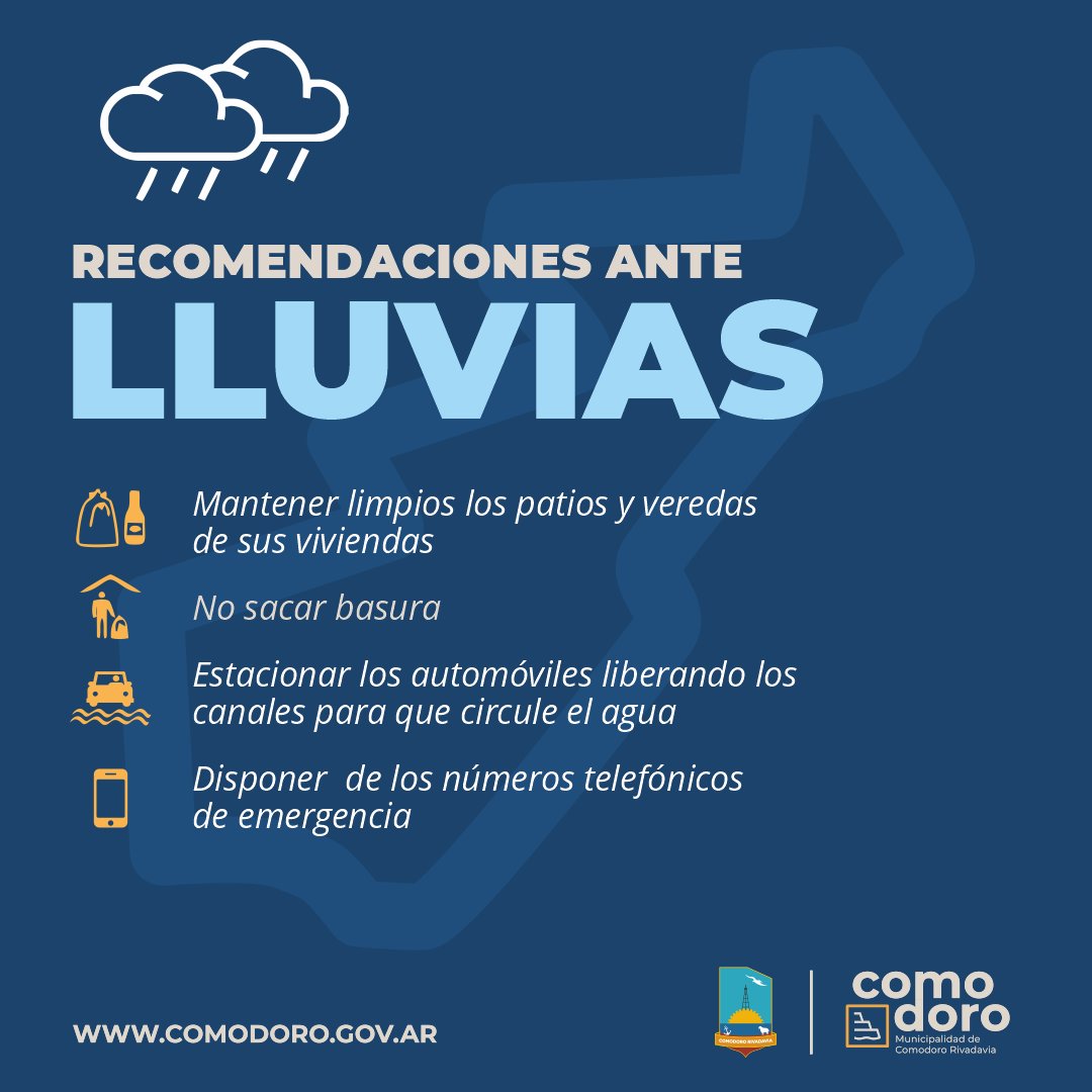 comodoroMCR's tweet photo. Ante el pronóstico de las próximas horas te brindamos algunas recomendaciones para tener en cuenta https://t.co/2nwbQUVDfK
