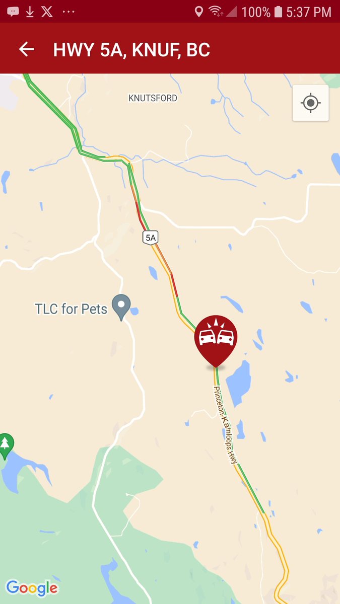 Kamscan's tweet image. #kamloops crews responding to #bchwy5a in #knutsford for a crash