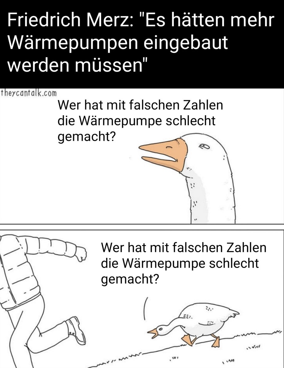 Der <a href="/CDU/">CDU Deutschlands</a>-Vorsitzende <a href="/_FriedrichMerz/">Friedrich Merz</a> beklagt plötzlich den schleppenden Einbau von #Wärmepumpen.
/PM