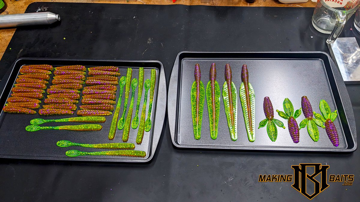 MakingBaits's tweet photo. Here's a different take on #MakingBaits original color #AlienSnot, this time using #LureWorks dyes instead of pigmented colorants. One Batch had more #Chartreuse in it than the previous. π These baits will bleed over time, but they are absolutely stunning when fresh! Perfect for those looking to add a unique twist to their tackle box. ππ½ #BaitMaking #SoftPlastics #FishingLures #DIYFishing #CustomBaits #HandPoured #FishingCommunity #HandMade #OpenPour