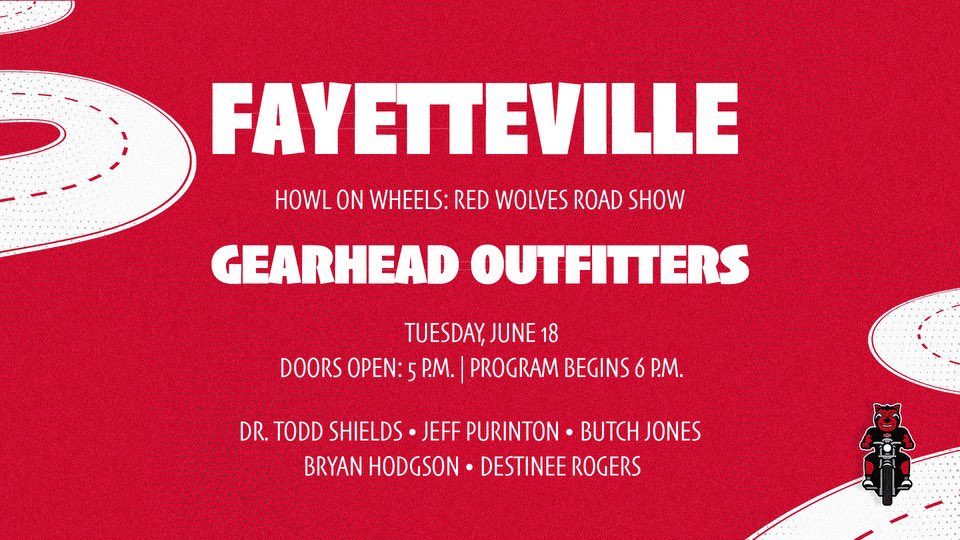 See you Tuesday, June 18th talking all things A-State in Fayetteville.  #astate #wolvesup