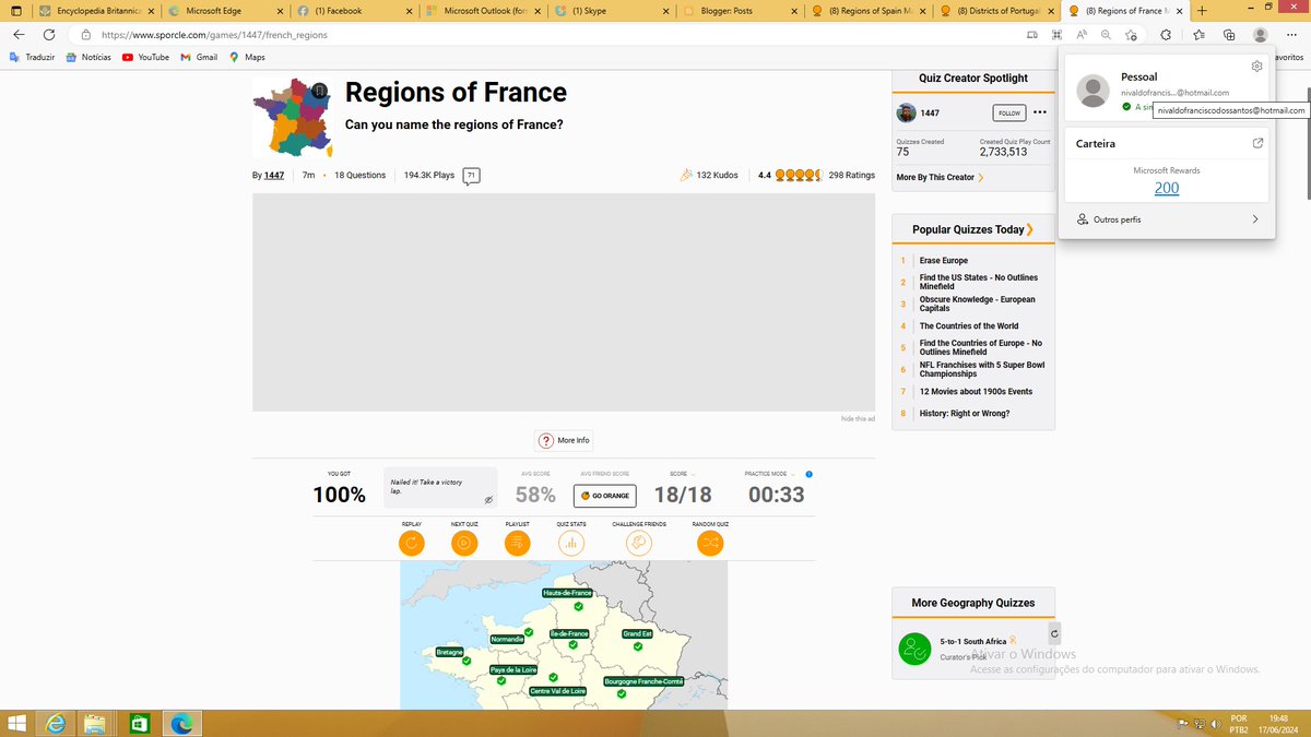 Nivimgss's tweet image. I&apos;ve typed all 18 Regions of France in 33 seconds. Eu digitei o nome de 18 Regiões da França em 33 segundos digitando manualmente através do Teclado do Computador sem nenhuma consulta. #MindTeleport #BodyTeleport #LightYearsSpeedThinkingThoughts #Flashback #StaticEnergy
