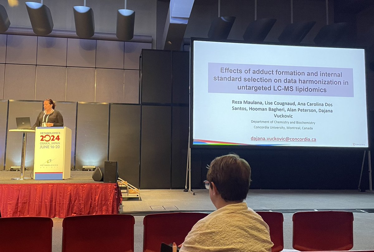 Next up is QA/QC, an imperative part of any metabolomics experimental design. Excited to hear Dajana Vuckovic discuss semi quantitation in #lipidomics at #MetSoc2024